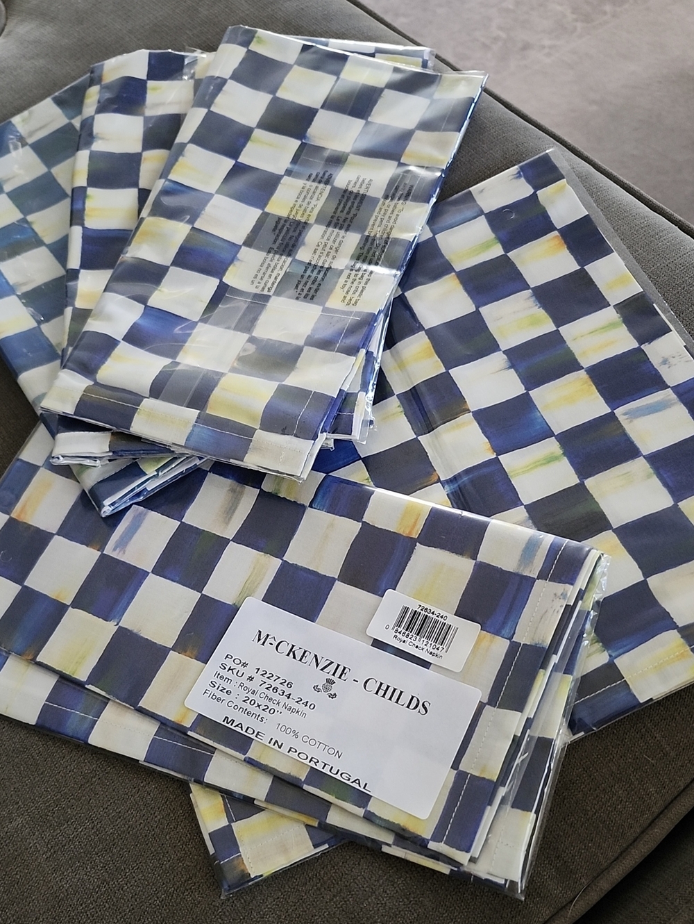 MacKenzie-Childs Royal Check Cotton Napkins - Set Of 5